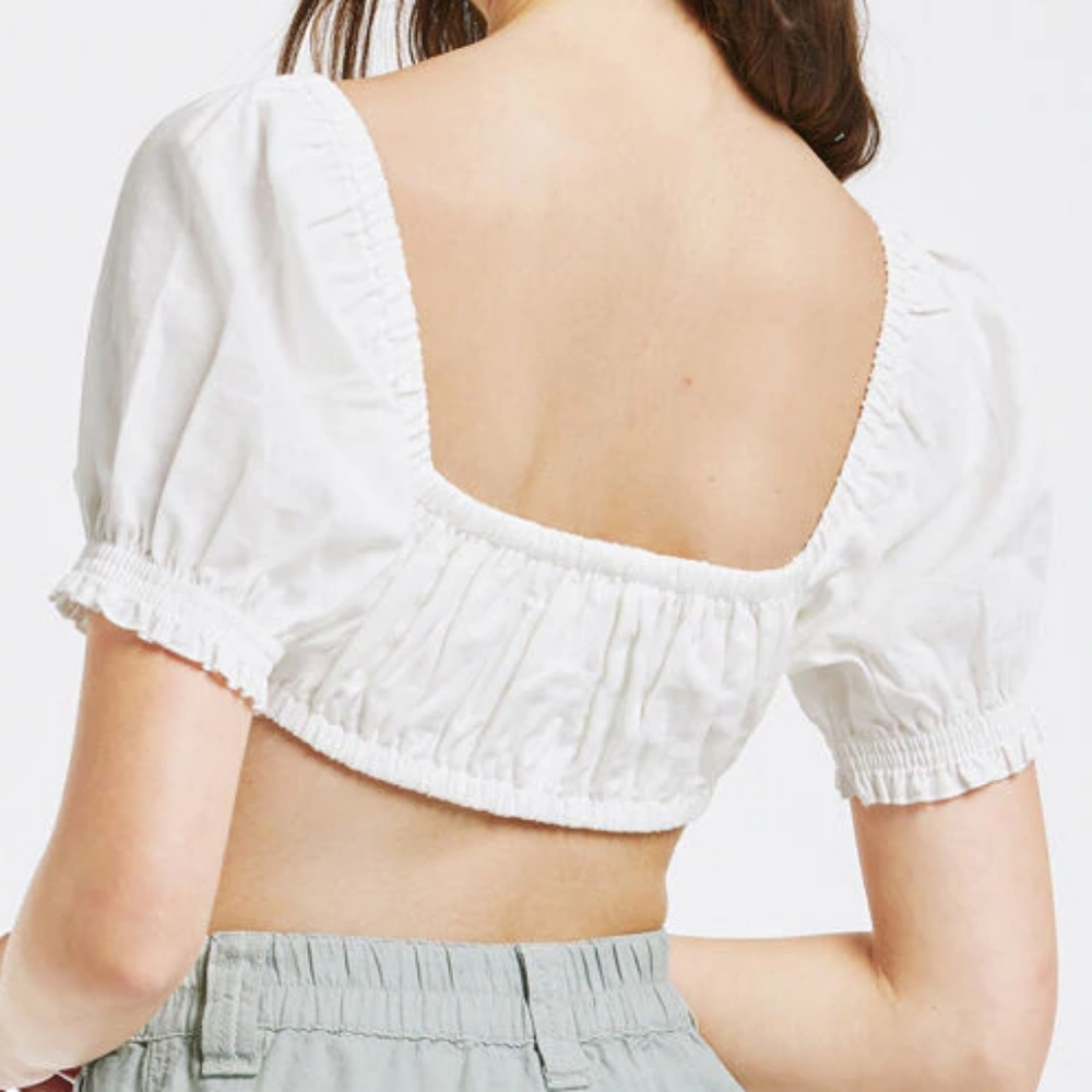 LAST CHANCE* White bustier cropped bra blouse - Picture 2 of 3